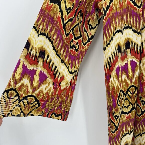 Natorious by Natori Multicolor Abstract Cardigan Kimono Style Top M Silk Spandex - Picture 3 of 5